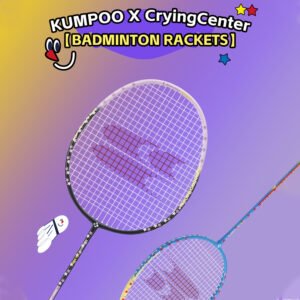 Vợt đôi Kumpoo Crying Center carbon 3U bền, cặp vợt cầu lông căng sẵn 10kg cho trẻ em, người mới tập chơi
